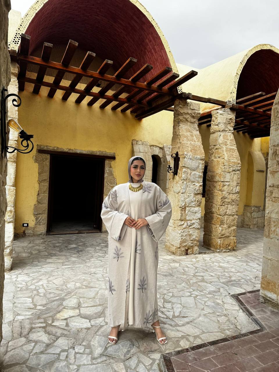Palm Embroidery Kaftan