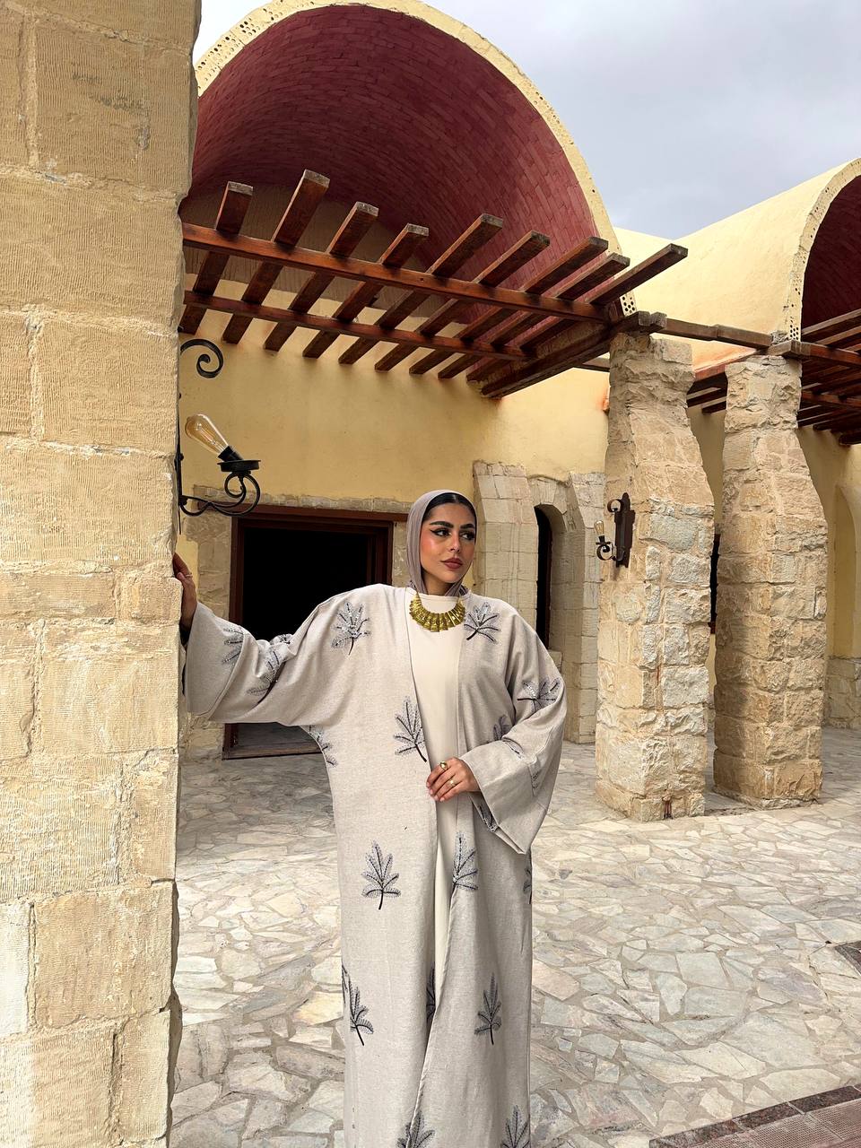 Palm Embroidery Kaftan