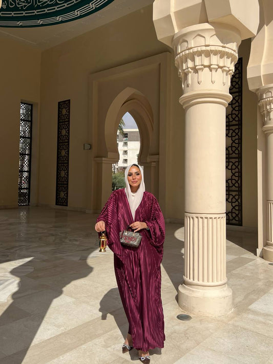 Plum Pleated Kaftan (Bestseller)